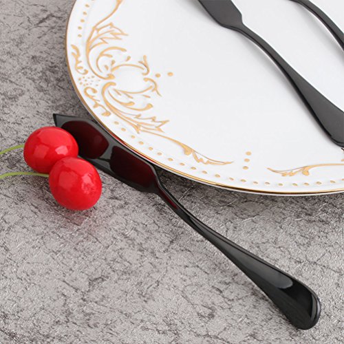 Black 6 Piece Butter Knife 6-inch Stainless Steel Cheese Spreader Knives Set Table Silverware Dishwasher Safe Service for 6
