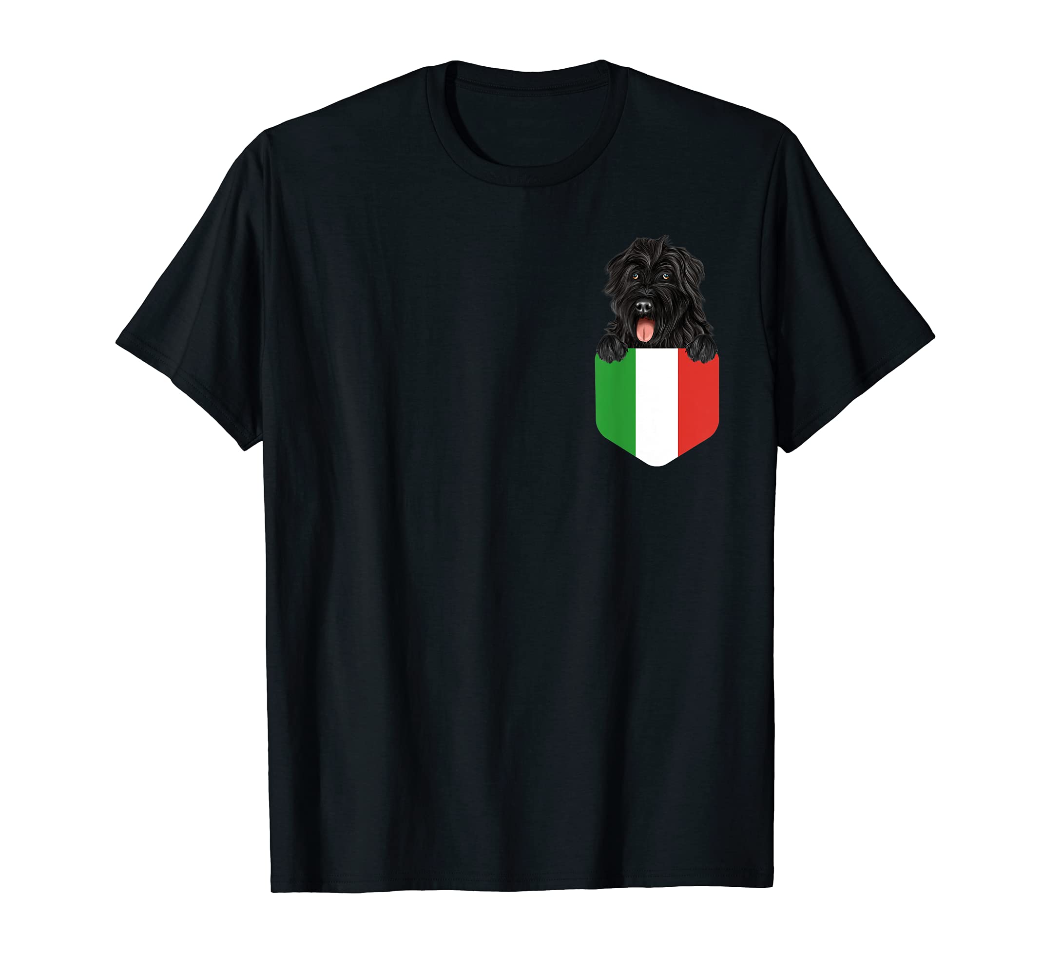 Italy Flag Bouvier des Flandres Dog In Pocket T-Shirt