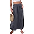 ANRABESS Women's Summer Long Maxi Skirts 2025 Trendy Ankle Length High Waisted Boho Flowy Beach Skirt with Pockets Fashion