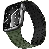 Suphart Magnetic Band Compatible with Apple Watch Band 42mm 41mm 40mm 38mm, Soft Silicone Replacement Wristband Designed for iWatch SE Series 10 9 8 7 6 5 4 3 2 1, Green Black