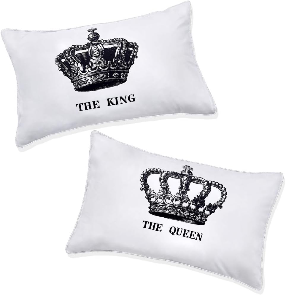 DasyFly King and Queen Couples Pillow Cases,Funny His and Hers Couples Gifts,Annivesary Wedding Gifts for The Couple.Romantic Gifts for Couples On Christmas Valentines Day