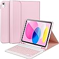 AHYWTAN for iPad 11/10th Generation Case with Keyboard,Detachable Bluetooth Keyboard case for iPad A16 2025 11 inch/10th Gen 2022 10.9’’ with Pencil Holder, Square Keycaps,Pink