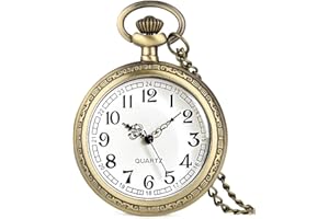 Fogitbok Vintage Quartz Pocket Watches for Men with Chains, Analog Pocket Watch for Women, Gifts for Dad/Grandpa Gifts for Him for Birthday