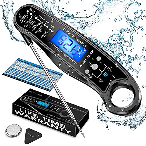 Powlaken 2 in 1 Instant Read Meat Thermometer for Cooking, Fast