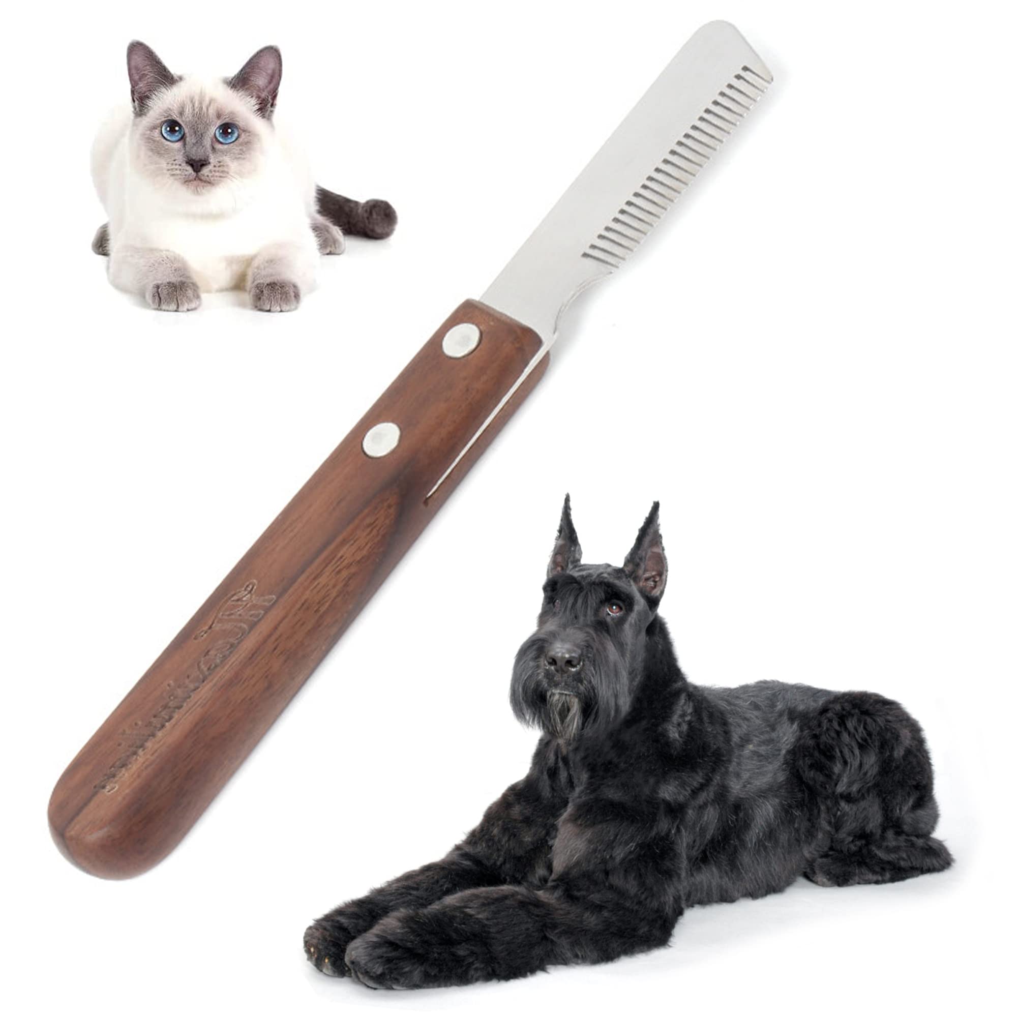 DHER Trimming Dog Terrier Dog Trimming Knife Grooming Removal The Right Hand Right Pet Comb Tool Wooden Handle Dog Slicker Knife Professional Trimming Knife Schnauzer Racing Dog Grooming Tool