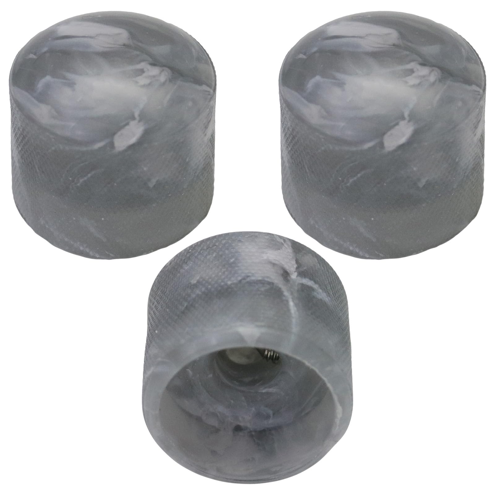 Pack of 3 6mm Round Hole Marbled Colour Domed Top Guitar Tone/Volume Control Knob (Grey)