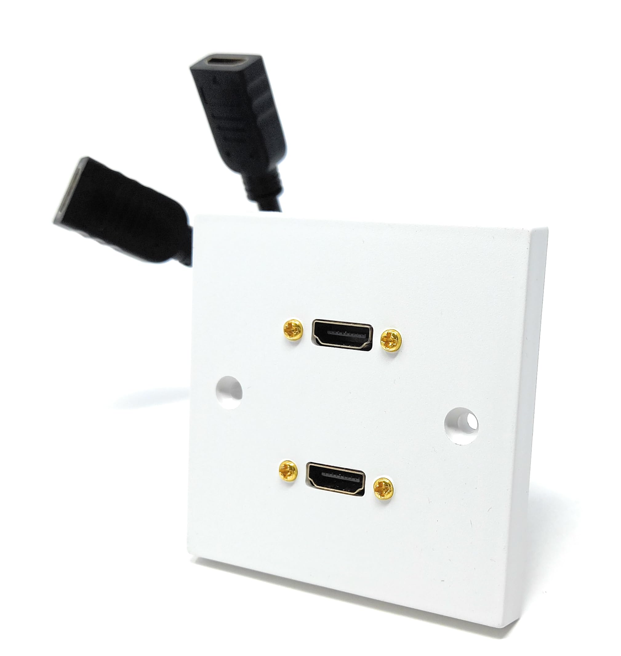 HDMI 2.0 4K Wall Plate Faceplate with 15cm Pigtail Extension Cable, Single Gang (Dual Port)