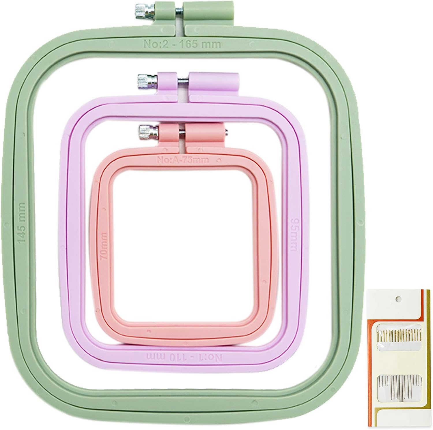 3 Pieces Embroidery Hoop, Cross Stitch Accessories,Cross Stitch Hoopfor Art Craft Handy Sewing (Multicolor),with Gold Eye Embroidery Needles