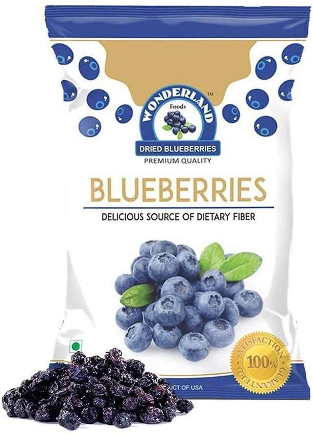 Wonderland Foods 750g (150g X 5) Healthy & Tasty Californian Whole & Dried Blueberry Pouch | Dry Fruits
