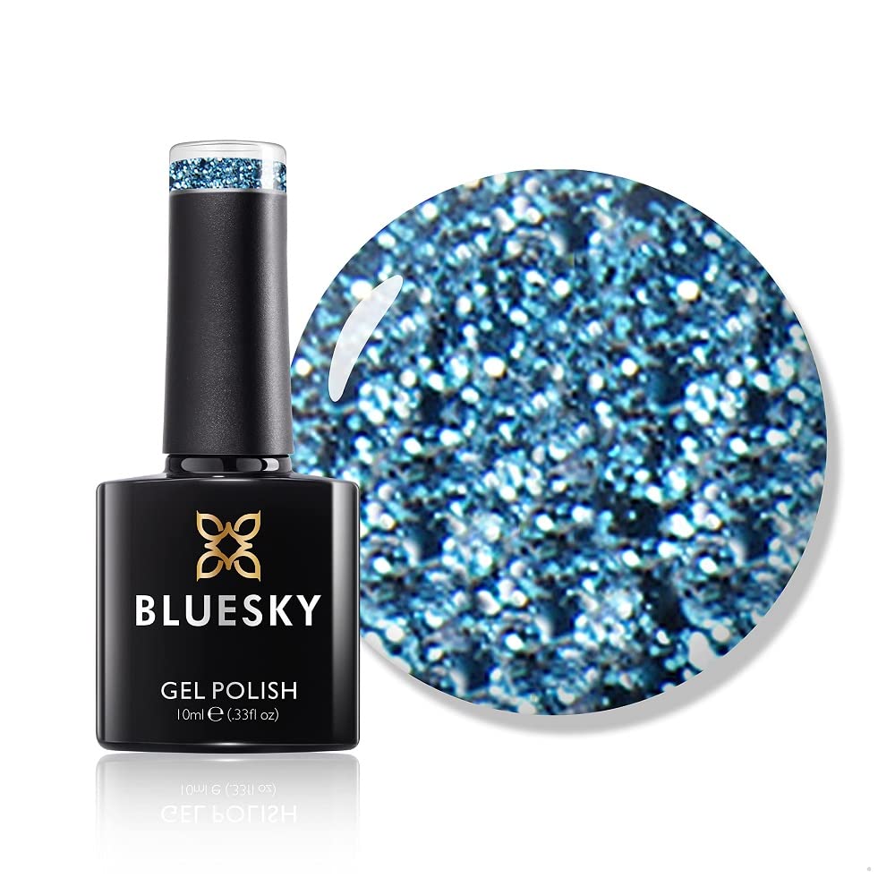 Bluesky Gel Nail Polish, Icicle S07N, Blue Glitter, Long Lasting, Chip Resistant, 10 ml (Requires Drying Under UV LED Lamp)