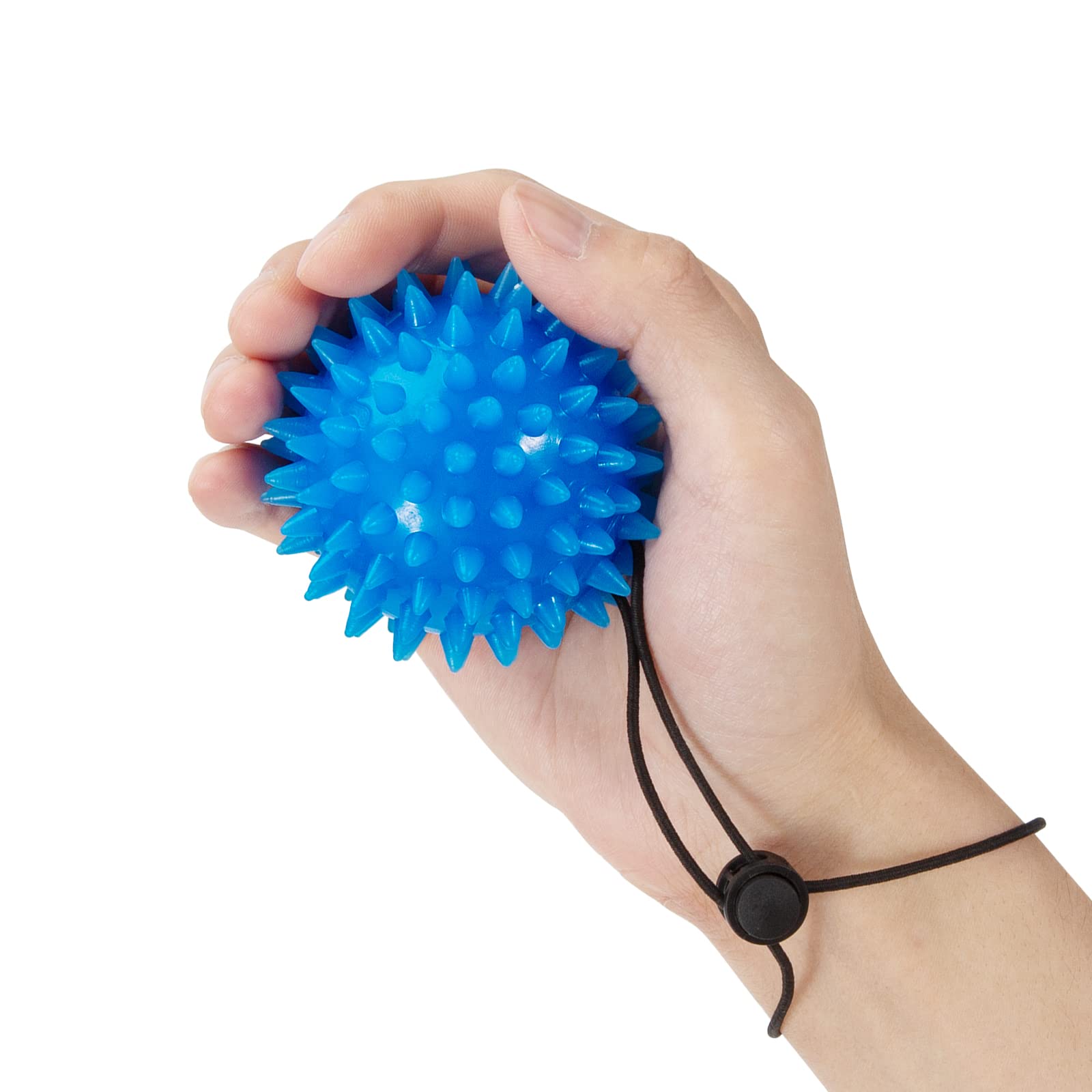 Heveer Hand Exercise Ball Massage Ball with Adjustable Wrist Strap Spiky Ball for Hand Massage Strength Training Dark Blue