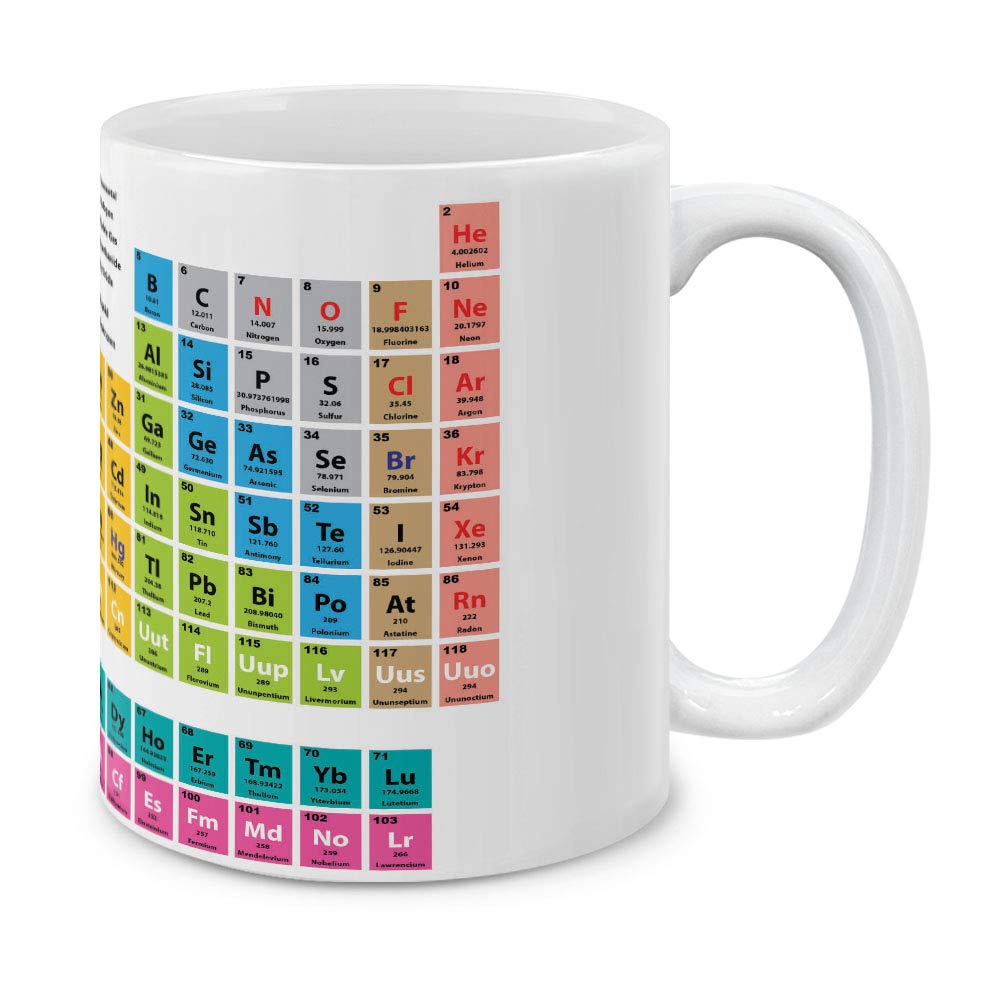 MUGBREW Periodic Table of Elements White Ceramic Coffee Mug Tea Cup, 11 OZ