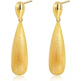 Lansora Large Geometric Drop Dangle Earrings for Women Pearl Teardrop Disc Rectangle Oval Fishtail Shell Shaped Textured Dangle Studs Earrings for Women