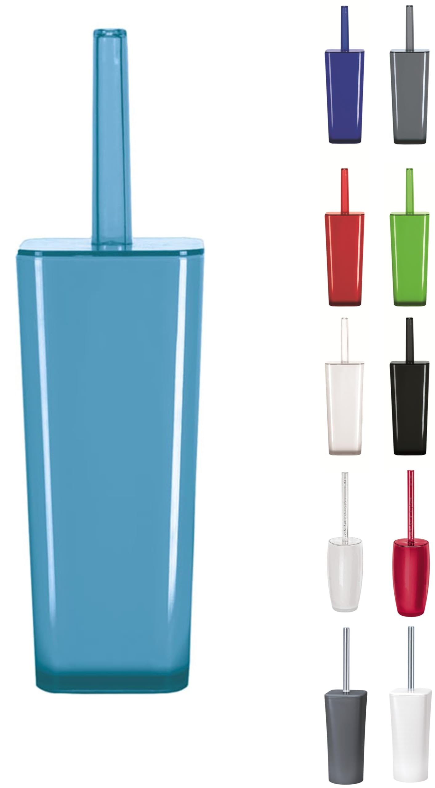 KW "Easy" Enlcosed Plastic Toilet Brush and Holder (Turquoise) — image 1