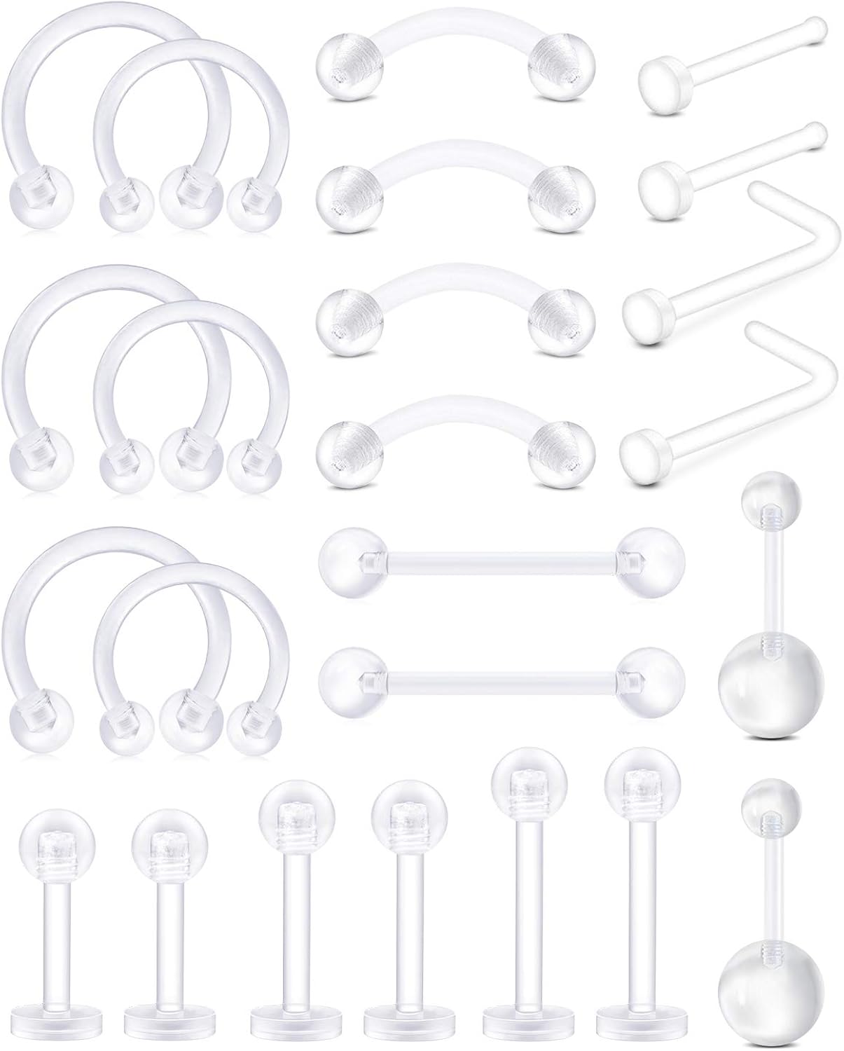 AceFun Piercing Retainer Clear Piercing Retainer Flexible Lip Ear Nose