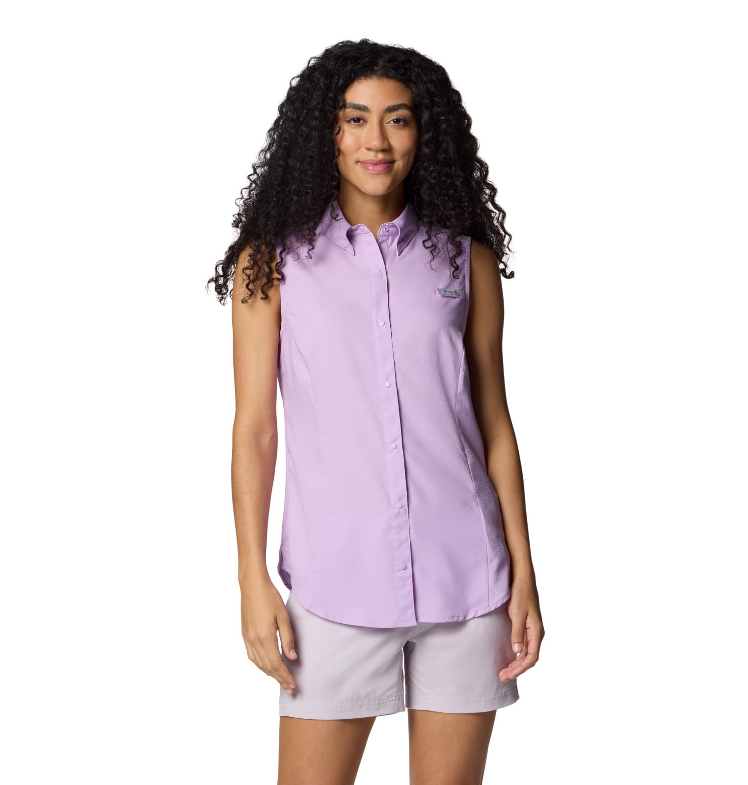 Columbia Womens PFG Tamiami Sleeveless Summer Shirt, Hydrangea, Medium