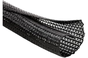 MGI SpeedWare Braided Split-Sleeve Wire Loom for High-Temperature Automotive Harness and Home Cable Management 25 feet (1/2")