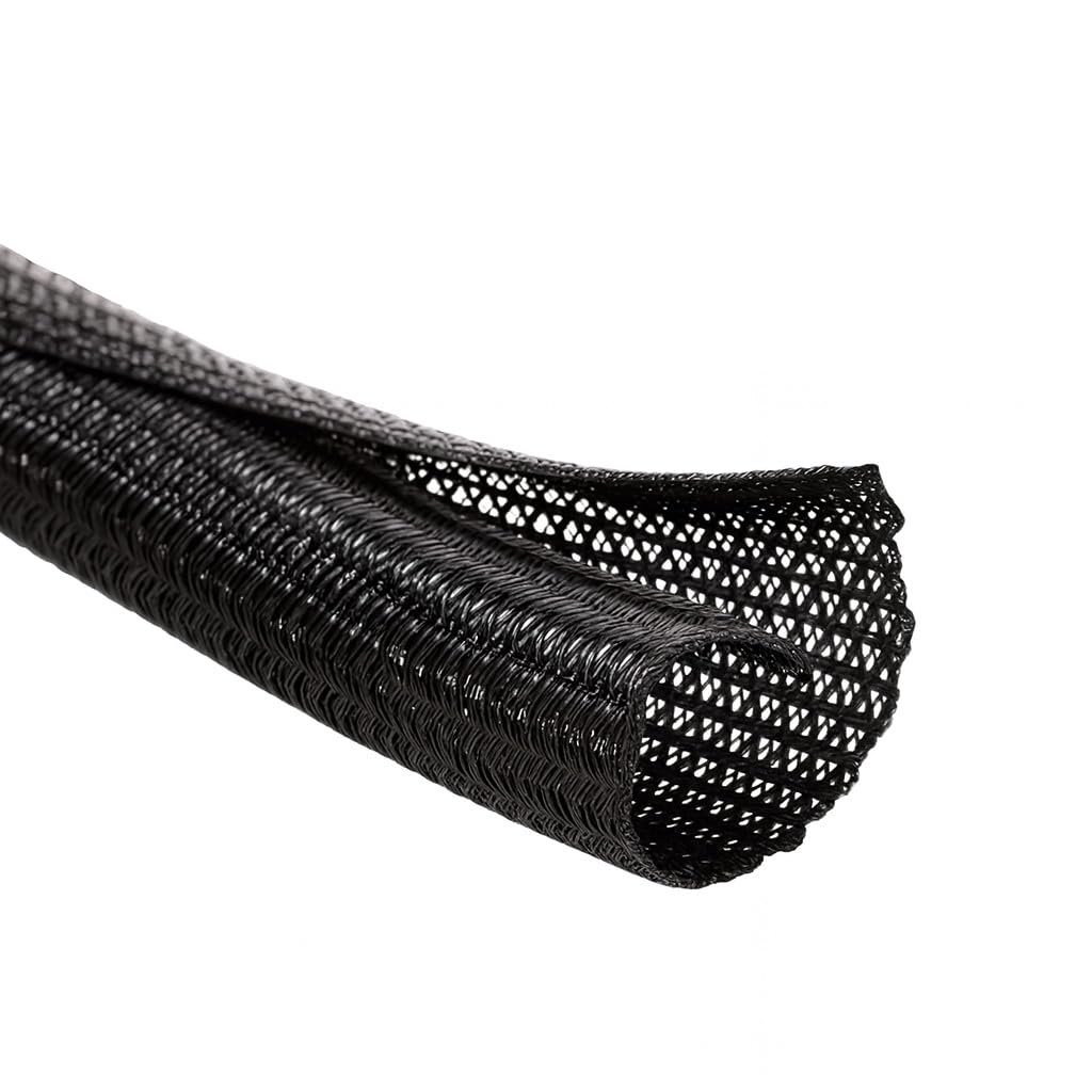 MGI SpeedWare Braided Split-Sleeve Wire Loom for High-Temperature Automotive Harness and Home Cable Management 10 feet (3/4")