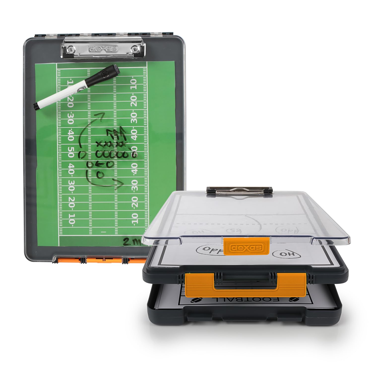 Dexas 5717-804 Clearview Clipcase Dry Erase Clipboard, ABS PP SAN Alloy Steel, Orange