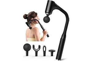 FVZ Massage Gun Deep Tissue - Back Massager for Pain Relief Deep Tissue with Extended Handle, 12MM Percussion Less-Shock Neck/Foot/Leg/Shoulder Massager, Infinitely Adjustable Speed & 4 Replaceable Heads