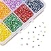 PandaHall Elite About 14400 Pcs 11/0 Transparent Glass Bugle Seed Beads 8 Colors Tube Space Bead Diameter 2.2mm for Jewelry Making