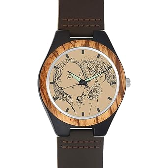 SOUFEEL Uhr Mdera personalisiert Foto und Gravur Zeiger hell Quarz Japan mit Lederband