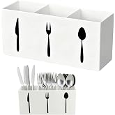 3 Compartment Acrylic Silverware Caddy for Countertop, White, Buffet Party | 3-compartment acrylic utensil holder keeps forks, spoons, and knives grouped for counters, buffets, or parties. Party ready.