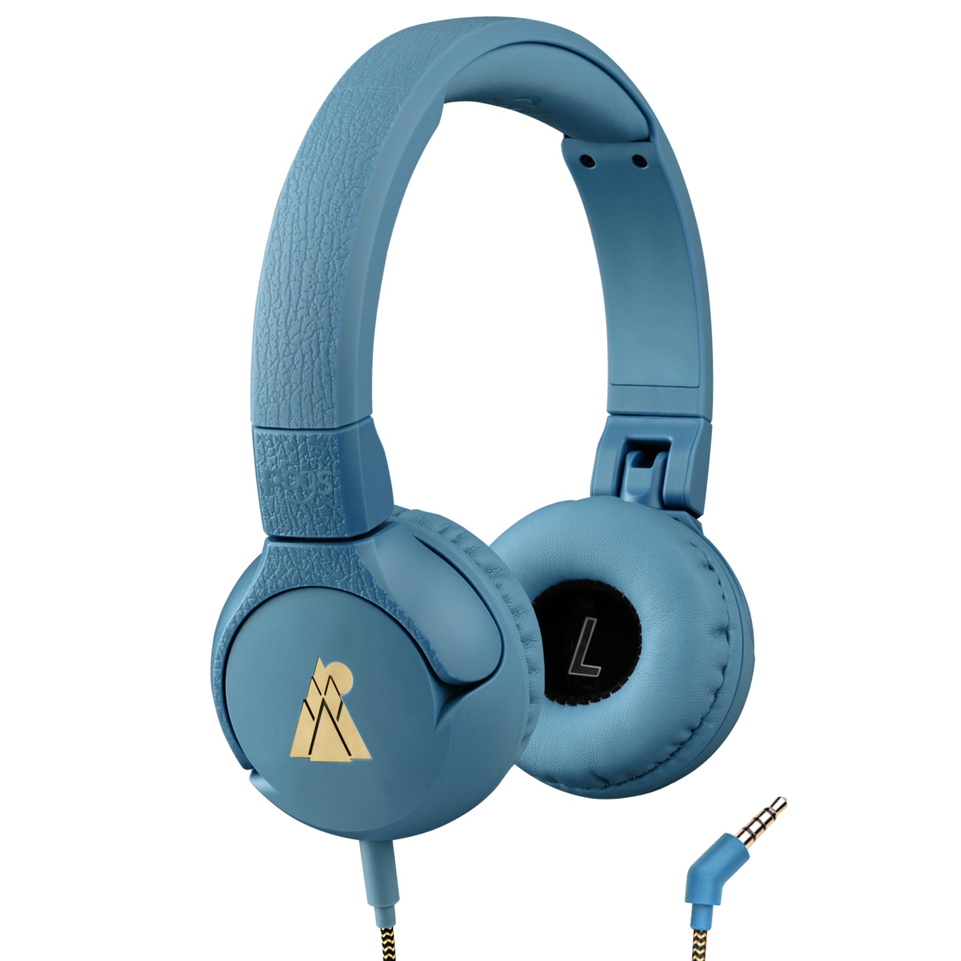 POGS Kids Wired Headphones | The Elephant 2 | Foldable, Durable Headphones for Kids 3+ | Volume Limited 85dB, Microphone | On-Ear | Music-Sharing Function Safe 3.5 mm audio cable (rBlue)