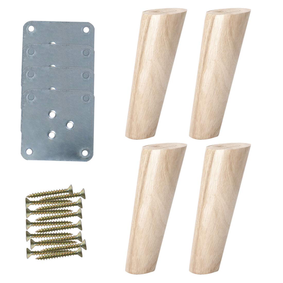 sourcing map 6 Inch Solid Wood Furniture Legs Sofa Couch Table Desk Closet Cabinet Feet Adjuster Replacement Set of 4