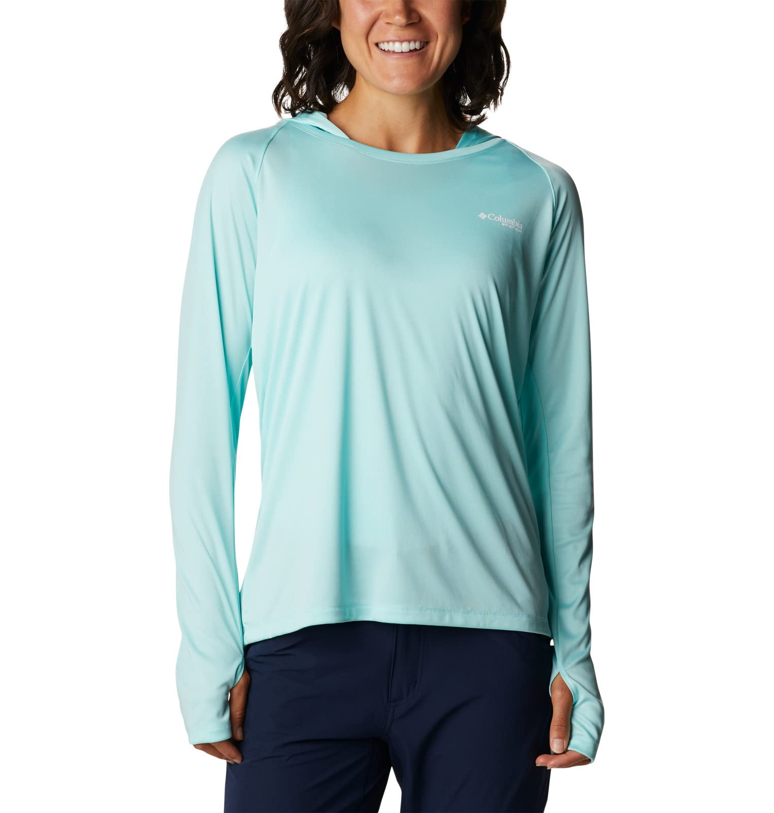 Columbia Women's Tidal Tee Hoodie, Gulf Stream/White Logo, 3X Plus Image