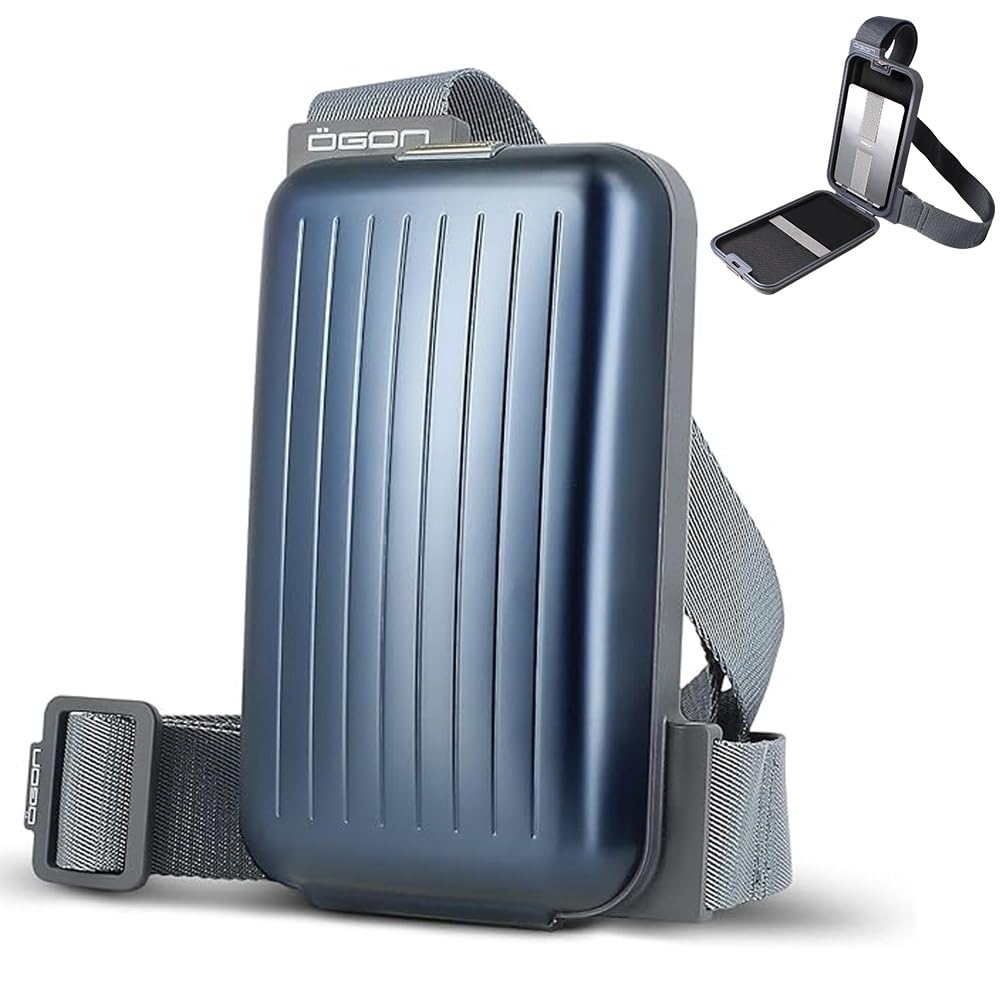 ÖGON -DESIGNS- Phone Bag & Wallet The ultimate smart case for your phone with an innovative built-in wallet (Navy Blue)