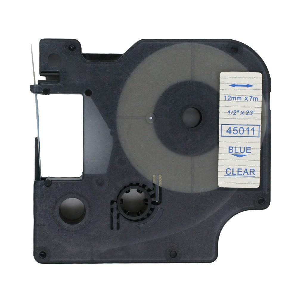 BROVACS 1 Pack Blue on Clear Label Tape Compatible for DYMO D1 45011 12mm 1/2" OPA2211