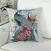 CaliTime Canvas Throw Pillow Cover Shell for Couch Sofa Home Decoration Couple Peacocks with Floral Bamboo Painting Print 18 X 18 Inches
