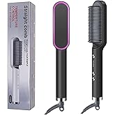 AceJoy Hair Straightener Brush with Storage Bag, 5 Temp-Setting and Anti-Scald Design Hair Straightener for All Hair Types