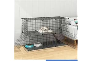 FDSDEFEN Cat Cage Indoor DIY Cat Playpen Detachable Metal Wire Kennels Cat Cage Indoor Cat Enclosures DIY Cat Playpen Metal Kennel（Black）