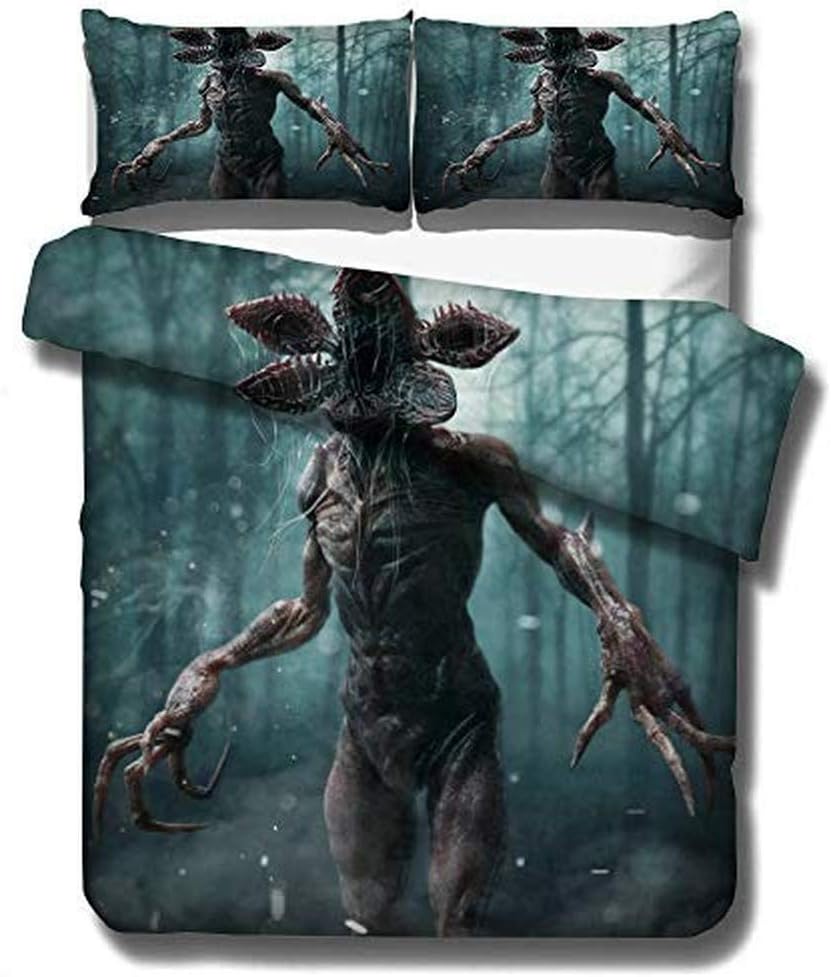 XWXBC Stranger Things Bedding Set - Duvet Cover and Pillowcase, Microfibre, 3D Digital Print Three-Piece Set, Thick and Soft, A05., 135 x 200cm