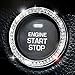 Chrystal Bling Ring Emblem Sticker- Zone Tech Rhinestone Start Engine- Ignition Button Car Key Knob-Interior Bling Push Button Auto- Decorative Decal Unique Silver Sparkly- Vehicle Rings Woman Car Acc