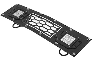 APS Compatible with Chevy Silverado 2500 HD 3500 HD 2015-2019 Lower Bumper Stainless Steel Black Laser Cut Mesh with Stud Rivets & LED Front Grill Grille Insert CL6319L