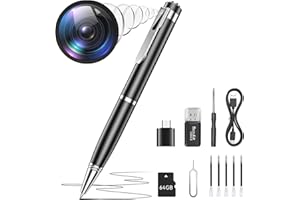 DTCRCH 64G 1080P HD Mini Body Camera for Home Security, Pen Camera with Night Vision,Take Photos, Long Battery Life, Small Nanny Cam Ideal for Outdoor Indoor, Easy to Use