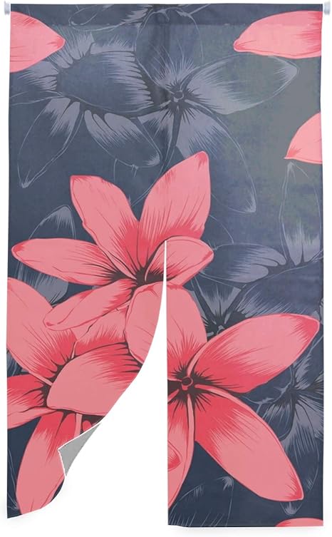 Amazon おしゃれ 四季兼用 目隠し 障子 遮光 温泉 のれん ロング暖簾 赤い花 のれん オンライン通販