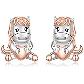 PARYFO 925 Sterling Silver Forest Spirit Stud Earrings Set, Cute Horse, Fox, Owl, Dinosaur, Flower, Evil Eye & Celtic Knot Jewelry, Hypoallergenic Gifts for Daughter, Nature Lovers or Best Friend