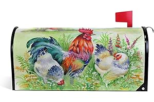 ALAZA WOOR Chicken and Rooster in The Grass Vintage Magnetic Mailbox Cover MailWraps Garden Yard Rural Farmhouse Home Decor for Outdoor Standard Size-18"x 20.8"