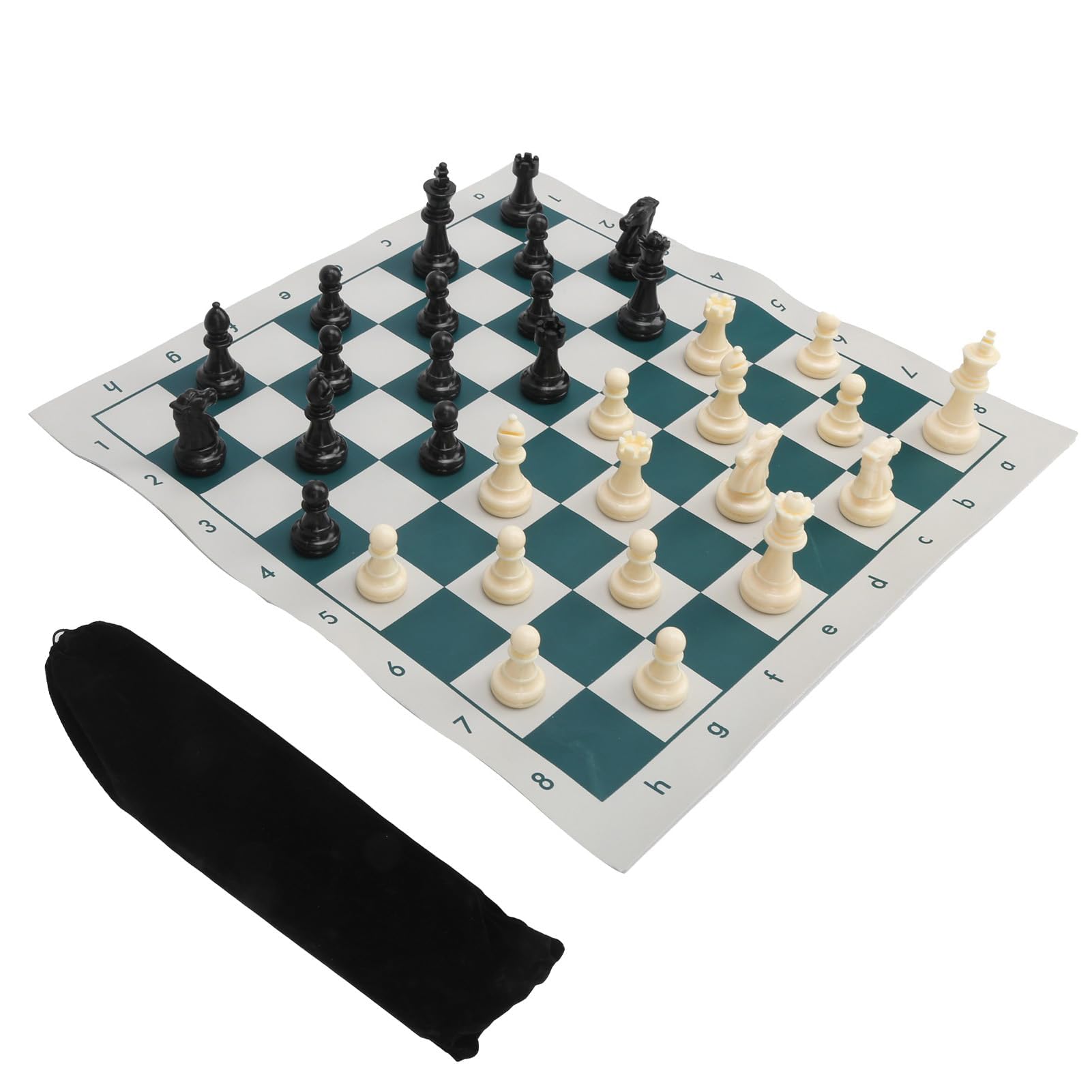 Tournament Chess Set, International Standard Chess Game Set with 32 Chess and Storage Bag Portable Tournament Roll Up Chess Board for Travel Home Club