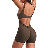 YEOREO One Piece Workout Jumpsuits for Women Backless Tummy Control Sleeveless Jumpsuits Lizvette V Back Scrunch Yoga Romper