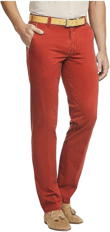 MEYER New York - Pantalón chino de sarga de algodón - Tomate: Amazon.es: Ropa y accesorios