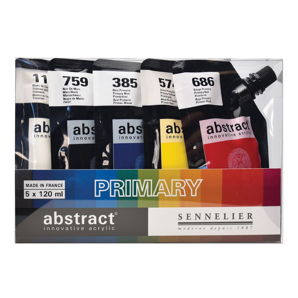 Sennelier Abstract Paint Set 5P, Primary Colors, 120 ml (Pack of 5)