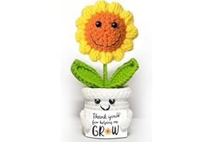 AHANKERE Emotional Support Sunflower Positive Crochet,Handmade Crochet Potted Flower with Card-Thank You for Helping Me Grow,for Teacher Thank You Gifts,Stress Relief Gift for Women,Friends,Coworker