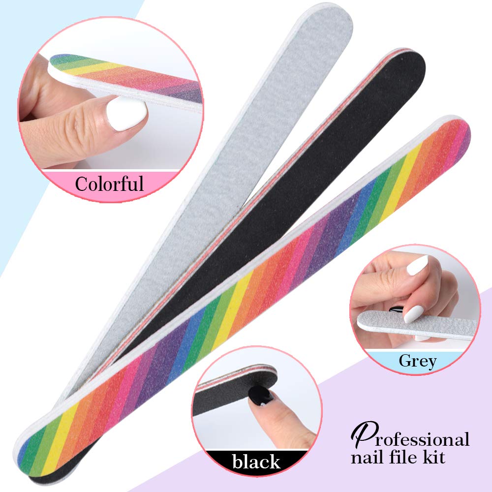 Nail File and Buffer- 3pcs Double Sided Nail File, Rectangular Nail Buffer, Buffer Block Sponge Polished, Nail Brush, Come with Cuticle Nipper and Pusher, Perfect Manicure Tool Kit for Shiny Nail : Beauty