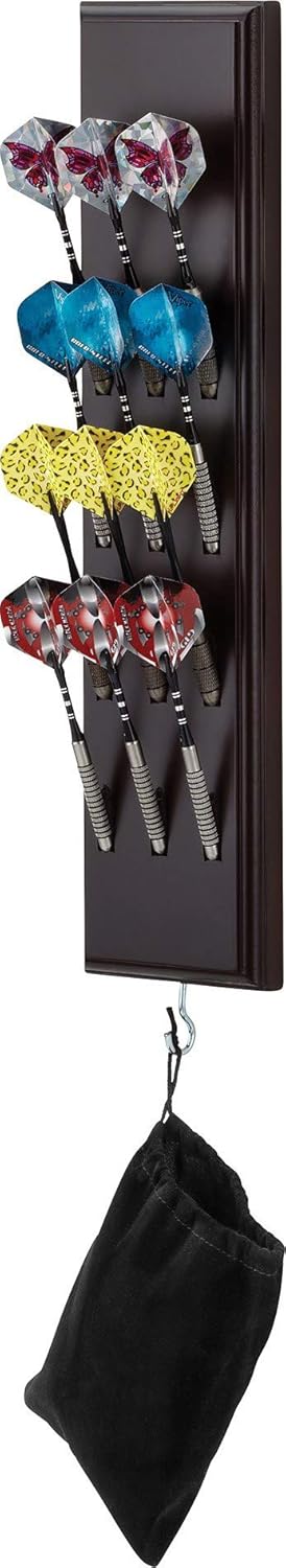 Viper Dart Caddy Solid Wood Wall Mounted Dart Holder / Stand, Displays 4 Sets of Steel or Soft Tip Darts, for all Sisal & Electronic Dartboards, Surrounds & Cabinets, Mahogany Finish : Sports & Outdoors