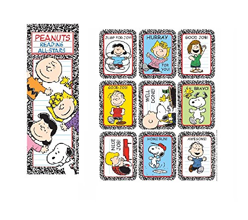 PEANUTS Charlie Brown SNOOPY - 36 Bookmarks & 36 STICKERS - Reading ALL-STARS Rewards Classroom TEACHER - PARTY Favors - Doctor Dentist MOTIVATIONAL